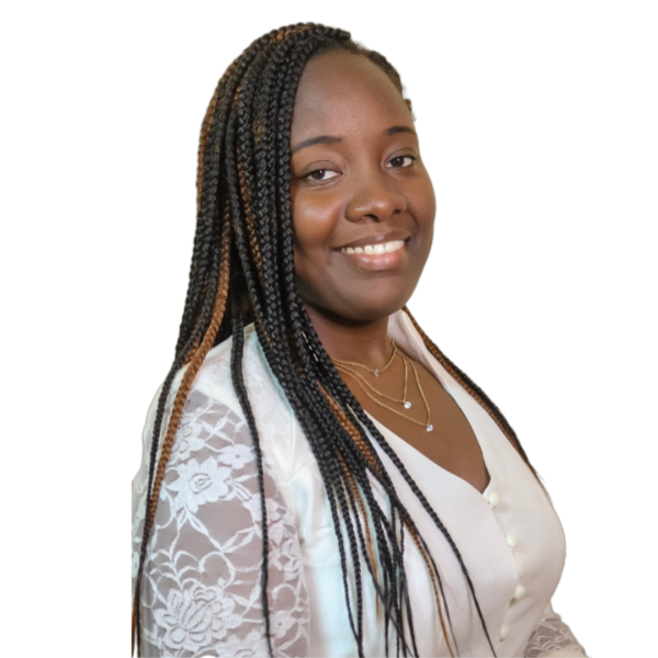 Professional photo with Sonya smiling; wearing a white blouse